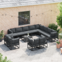 Conjunto de sofá de jardín 12 pcs Negro 353 x 283 x 71 cm