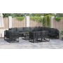 Conjunto de sofá de jardín 12 pcs Negro 353 x 283 x 71 cm