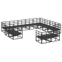 Conjunto de sofá de jardín 12 pcs Negro 353 x 283 x 71 cm