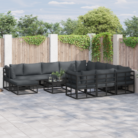 Conjunto de sofá de jardín 11 pcs Negro 71.5 x 71.5 x 71 cm