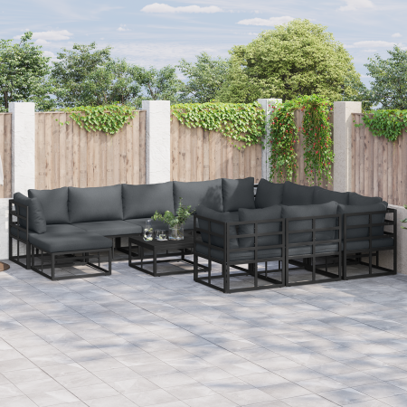 Conjunto de sofá de jardín 11 pcs Negro 71.5 x 71.5 x 71 cm