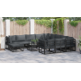 Conjunto de sofá de jardín 11 pcs Negro 71.5 x 71.5 x 71 cm