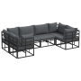 Conjunto de sofá de jardín 6 pcs Negro Aluminio