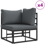 Conjunto de sofá de jardín 6 pcs Negro Aluminio