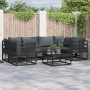 Conjunto de sofá de jardín 7 pcs Negro Aluminio