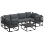 Conjunto de sofá de jardín 7 pcs Negro Aluminio