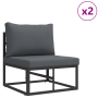 Conjunto de sofá de jardín 7 pcs Negro Aluminio