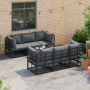 Conjunto de sofá de jardín 7 pcs Negro Aluminio