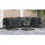 Conjunto de sofá de jardín 7 pcs Negro Aluminio