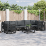 Conjunto de sofá de jardín 7 pcs Negro Aluminio