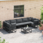 Conjunto de sofá de jardín 7 pcs Negro Aluminio