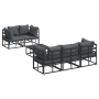Conjunto de sofá de jardín 6 pcs Negro 70 x 70 x 32 cm Aluminio