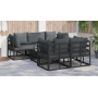 Conjunto de sofá de jardín 6 pcs Negro 70 x 70 x 32 cm Aluminio