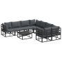 Conjunto de sofá de jardín 9 pcs Negro 70 x 70 x 32 cm Aluminio