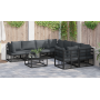 Conjunto de sofá de jardín 9 pcs Negro 70 x 70 x 32 cm Aluminio