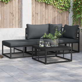 Conjunto de sofá de jardín 3 pcs Negro 211.5 x 71.5 x 71 cm