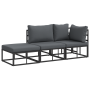 Conjunto de sofá de jardín 3 pcs Negro 211.5 x 71.5 x 71 cm