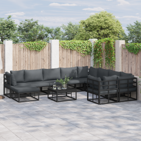 Conjunto de sofá de jardín 11 pcs Negro 70 x 70 x 32 cm
