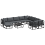Conjunto de sofá de jardín 11 pcs Negro 70 x 70 x 32 cm