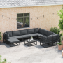 Conjunto de sofá de jardín 11 pcs Negro 70 x 70 x 32 cm