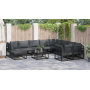 Conjunto de sofá de jardín 11 pcs Negro 70 x 70 x 32 cm