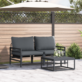 Conjunto de sofá de jardín 3 pcs Antracita Acero