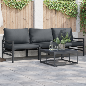 Conjunto de sofá de jardín 3 pcs Antracita Acero