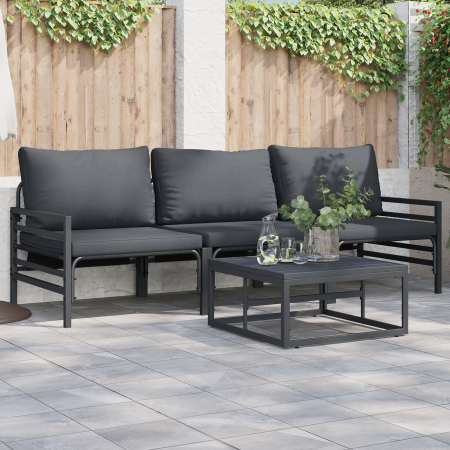 Conjunto de sofá de jardín 3 pcs Antracita Acero