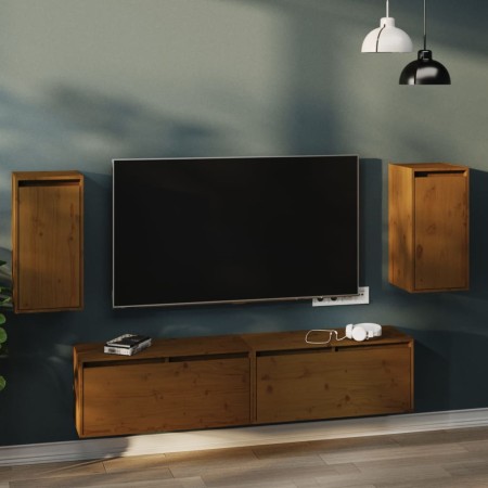 Wandschrank 2 Stück honigbraunes Kiefernholz 30x30x60 cm von vidaXL, Regale und Regale - Ref: Foro24-813492, Preis: 71,52 €, ...