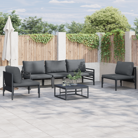 Conjunto de sofá de jardín 6 pcs Antracita Acero