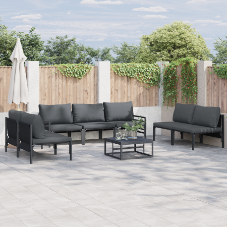 Conjunto de sofá de jardín 7 pcs Antracita Acero