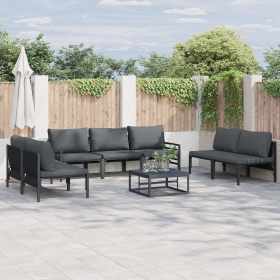 Conjunto de sofá de jardín 8 pcs Antracita Acero
