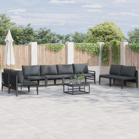 Conjunto de sofá de jardín 9 pcs Antracita Acero