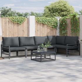 Conjunto de sofá de jardín 6 pcs Antracita Acero