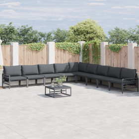 Conjunto de sofá de jardín 9 pcs Antracita Acero