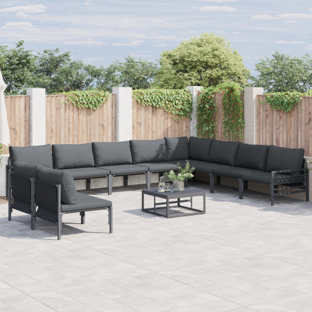 Conjunto de sofá de jardín 11 pcs Antracita Acero
