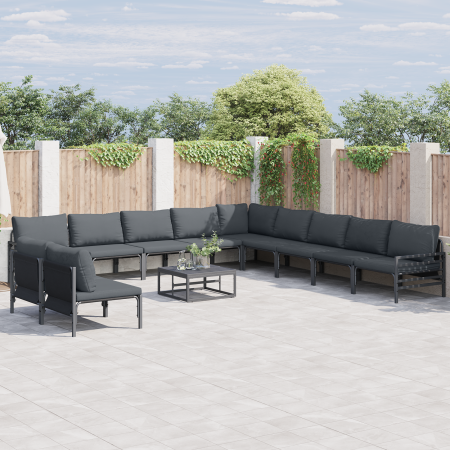 Conjunto de sofá de jardín 12 pcs Antracita Acero