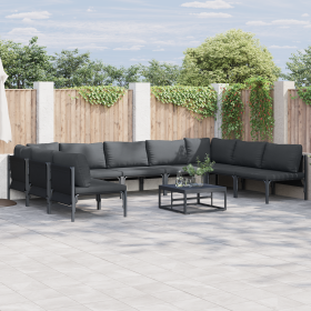 Conjunto de sofá de jardín 9 pcs Antracita Acero