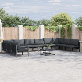Conjunto de sofá de jardín 10 pcs Antracita Acero