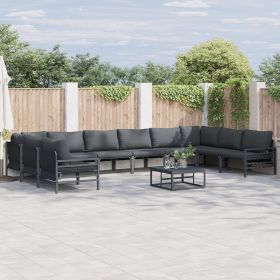 Conjunto de sofá de jardín 11 pcs Antracita Acero