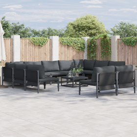 Conjunto de sofá de jardín 12 pcs Antracita Acero