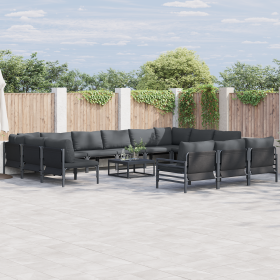 Conjunto de sofá de jardín 13 pcs Antracita Acero