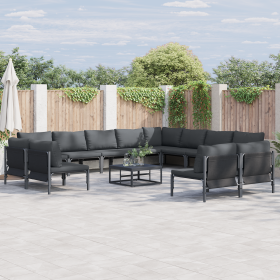Conjunto de sofá de jardín 12 pcs Antracita Acero