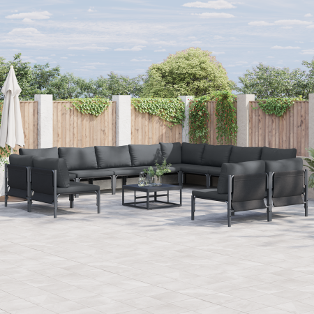 Conjunto de sofá de jardín 12 pcs Antracita Acero