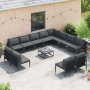Conjunto de sofá de jardín 12 pcs Antracita Acero