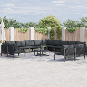 Conjunto de sofá de jardín 14 pcs Antracita Acero