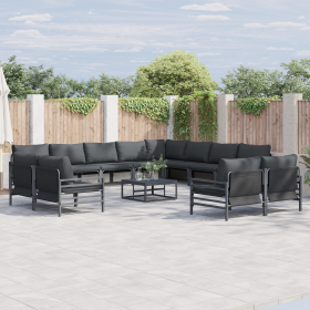 Conjunto de sofá de jardín 12 pcs Antracita Acero