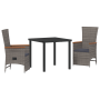 Set de Comedor de Jardín de 3 Piezas con Cojines en Gris Ratán
