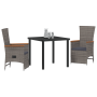 Set de Comedor de Jardín de 3 Piezas con Cojines en Gris Ratán