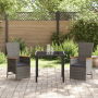 Set de Comedor de Jardín de 3 Piezas con Cojines en Gris Ratán